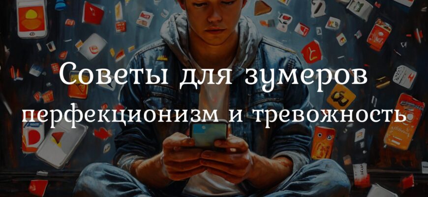 Молодой человек сидит на полу с телефоном, окружённый значками уведомлений и приложений.